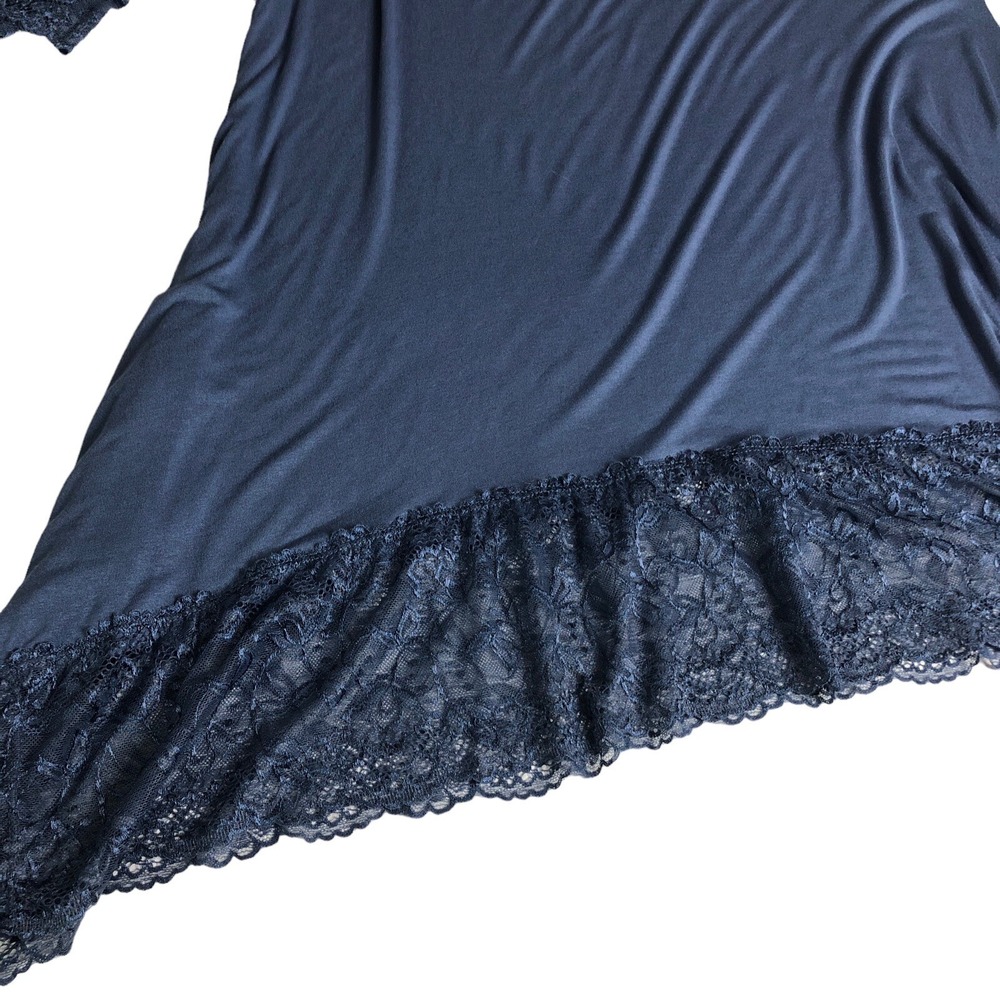Beyond Capri Tunic Top Womens OS Blue Oversized Lace Hem Lagenlook Boho Italy - Picture 10 of 16